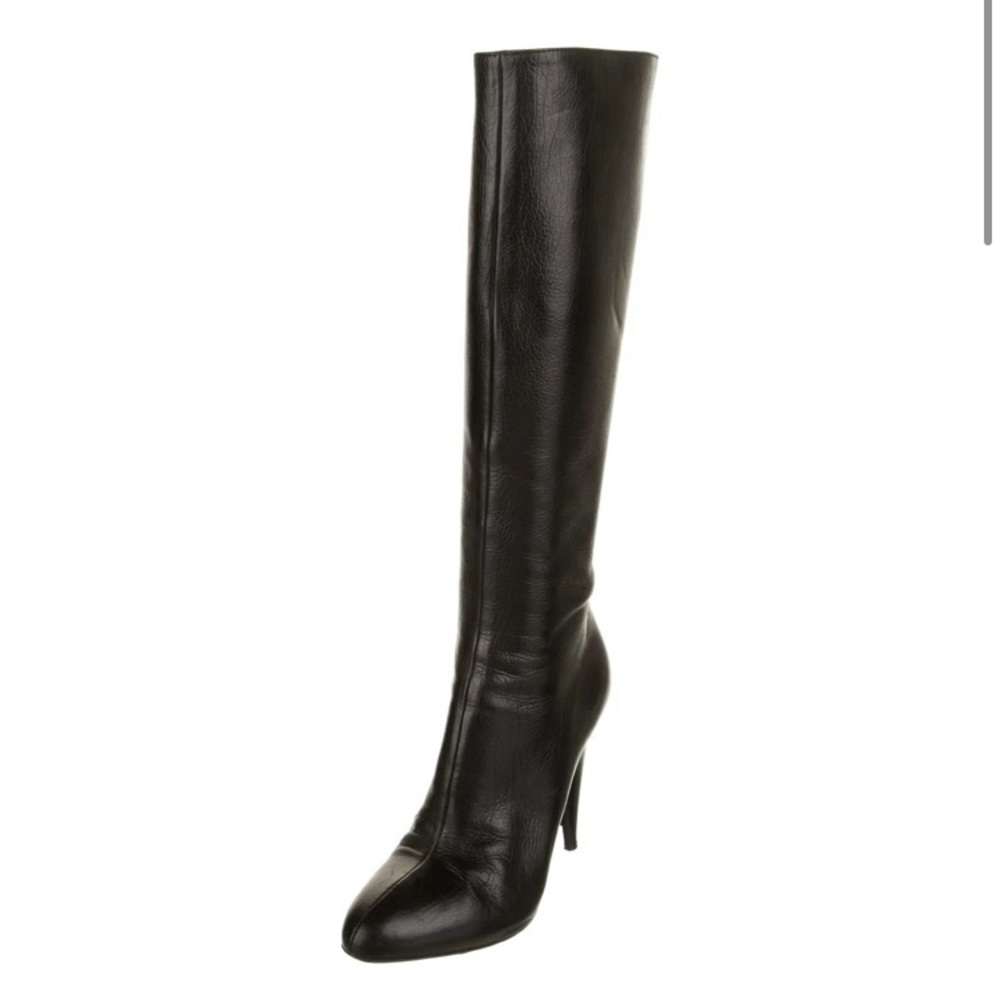 Prada high heel boots in black leather